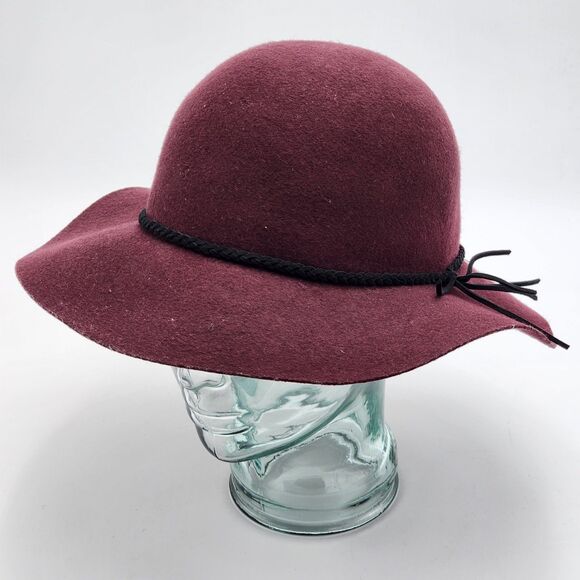 American Eagle Wool Red Braided Band Boho Floppy Hat - Picture 2 of 8